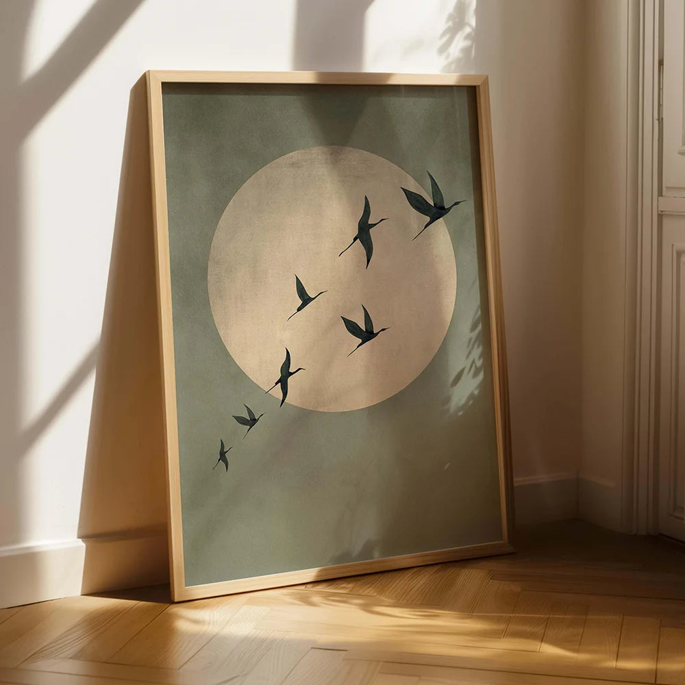 Sage Green Sun Japandi Canvas Print