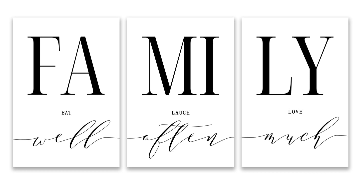 "Family" Quote Wall Art - Set Of 3