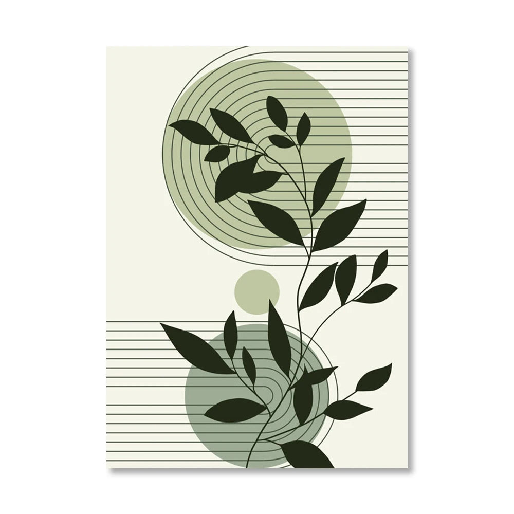 Abstract Geometric Shape & Leaves Canvas