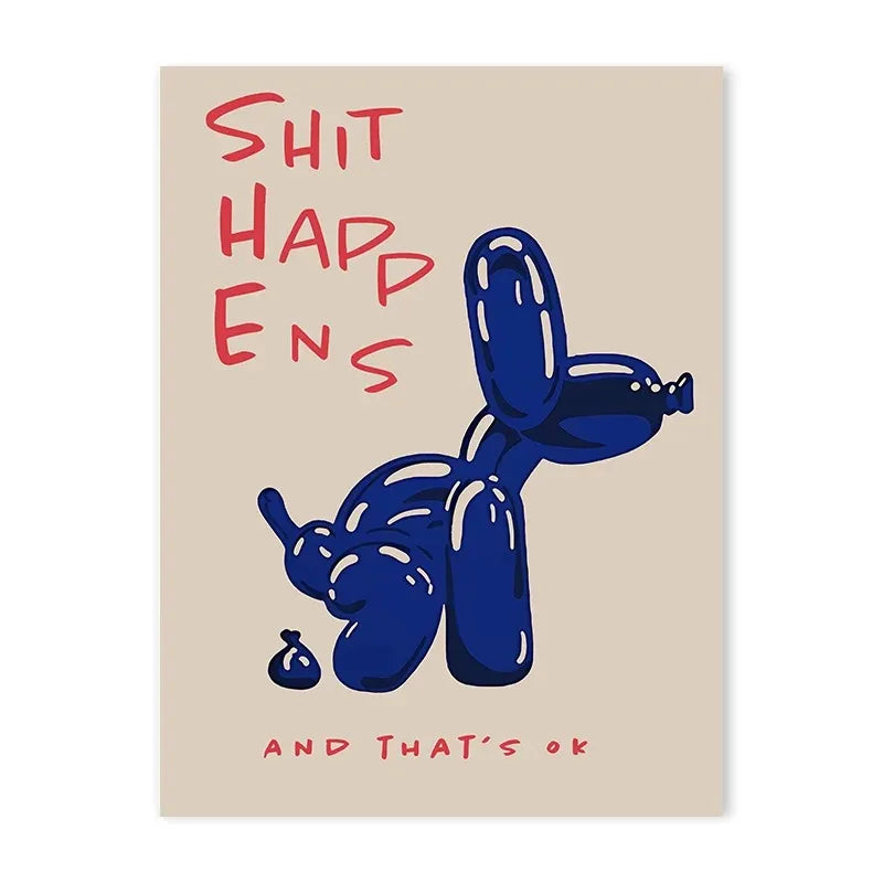 Black and Blue Balloon Dog Quote Canvas Print