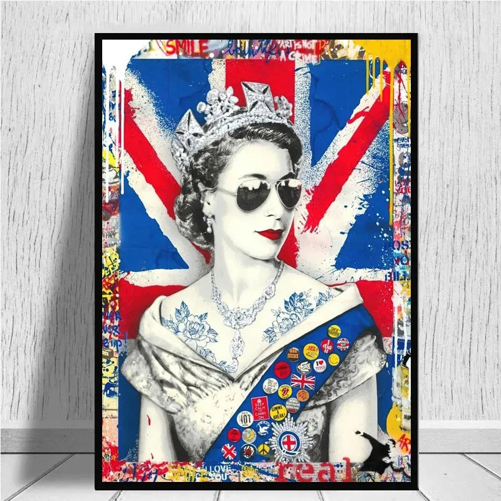 Queen Elizabeth Pop Graffiti Canvas Print