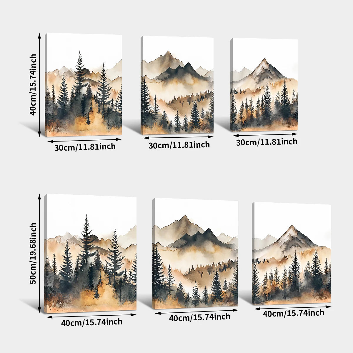 Romantic Trees & Mountains Landscape Canvas - Set Of 3