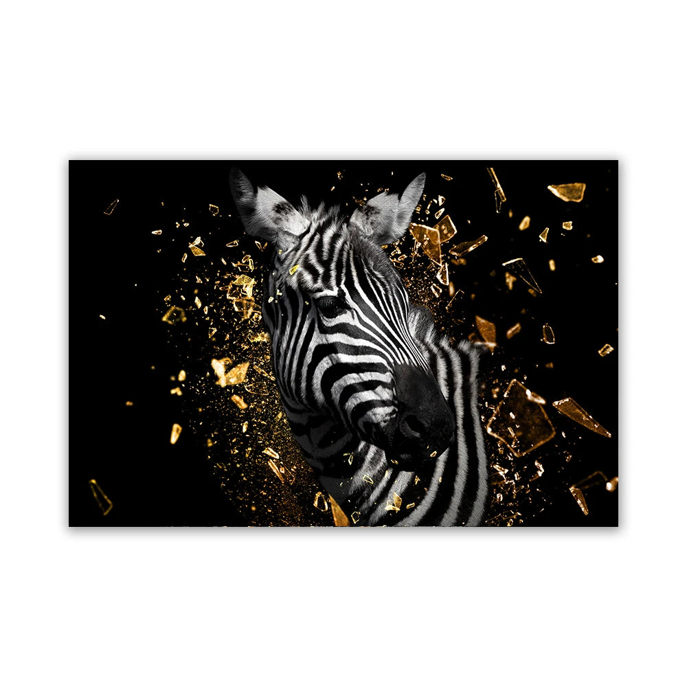 Modern Black Lion & Safari Animals Canvas