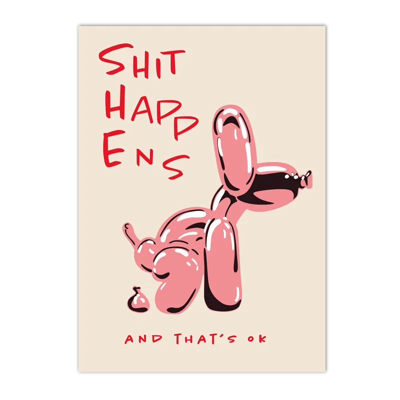 Pink Balloon Dog Quote Canvas Print