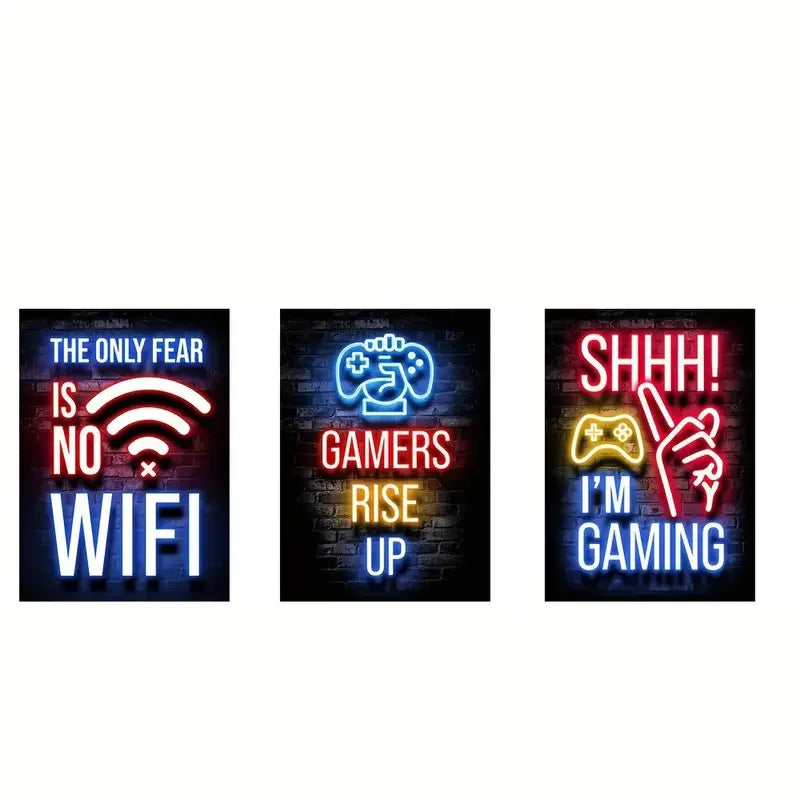 Gaming Graffiti Canvas Print - Set Of 3