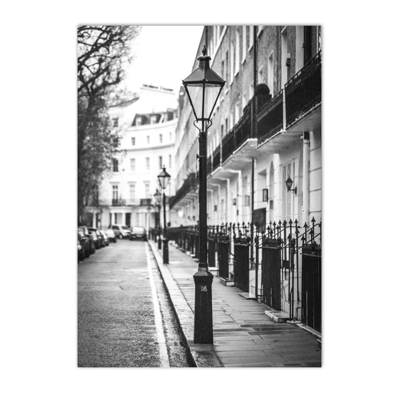 black and white cityscapes of new york and paris with bridges on canvas