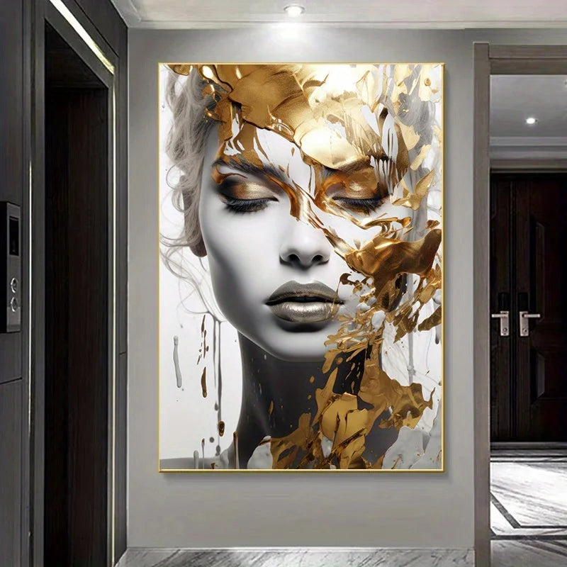 Abstract Woman Face | Modern Unframed Canvas Wall Art – Home Enterprise