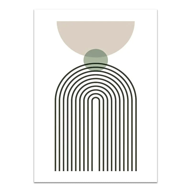 Abstract Bohemian Green Line Leaves Canvas