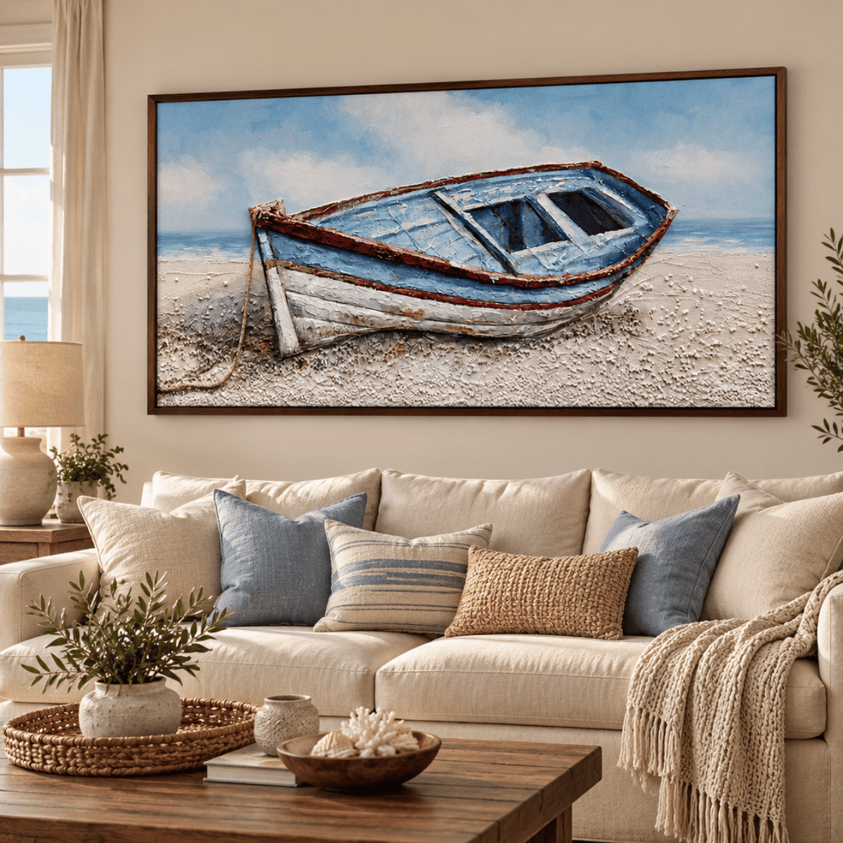 Weathered Blue Rowboat Canvas Print