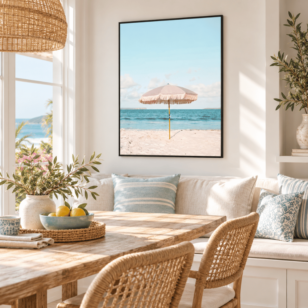 Blush Beach Parasol Canvas Print