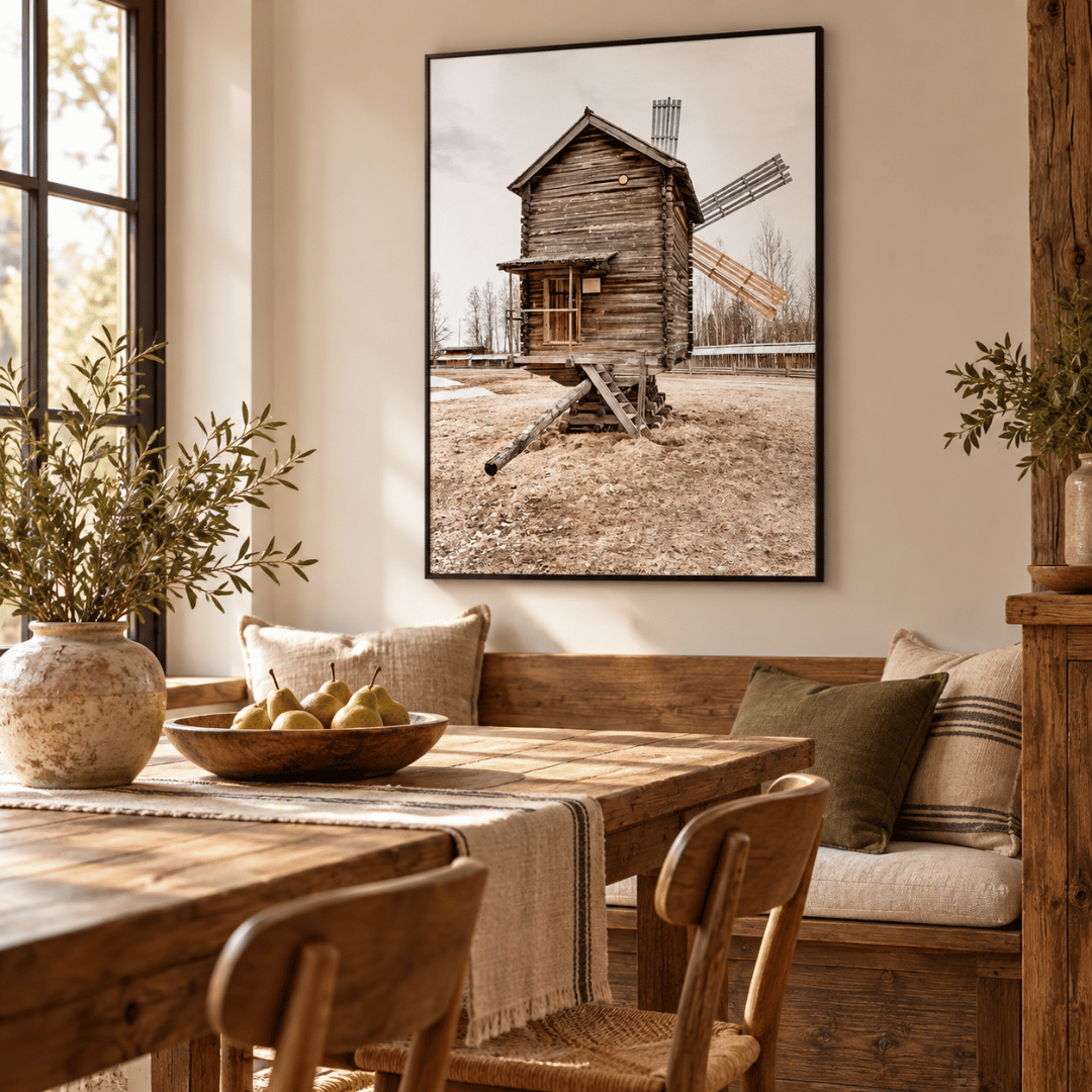 Weathered Wooden Windmill Canvas Print