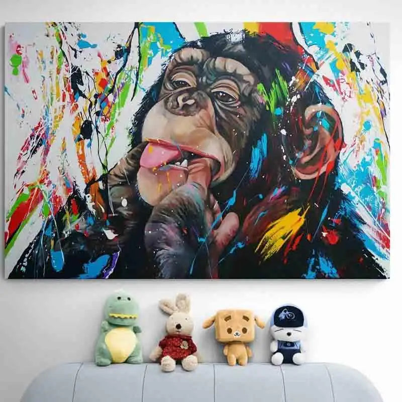 Colorful Graffiti Monkey Canvas Print