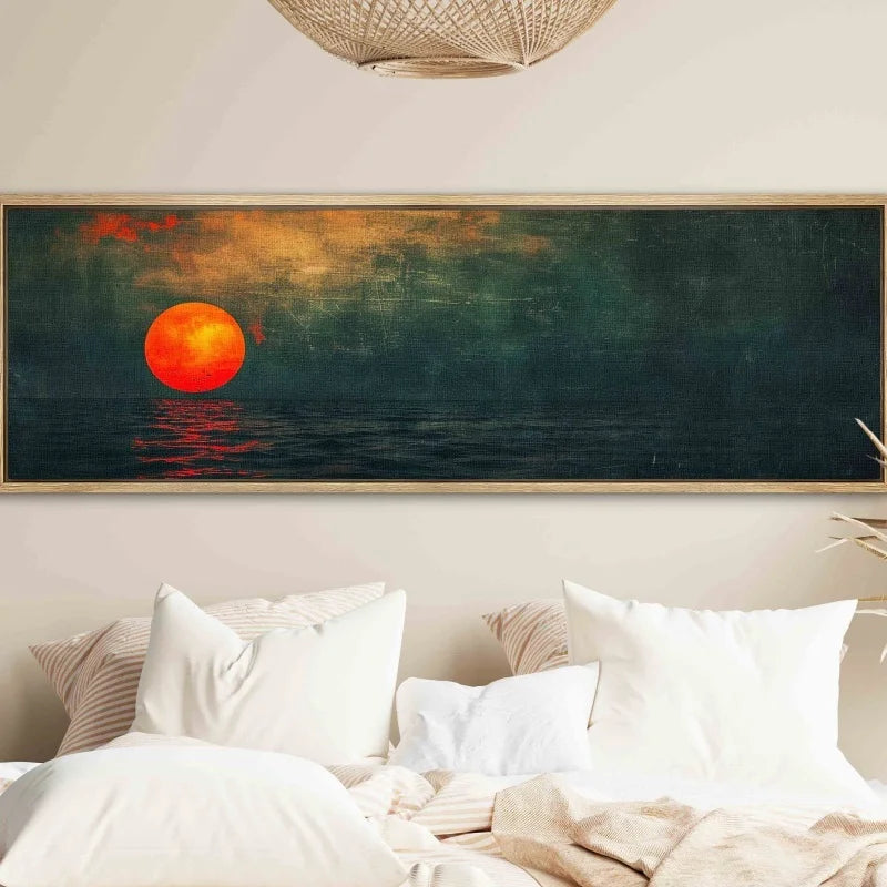 minimal horizontal emerald green ocean sunset unframed canvas