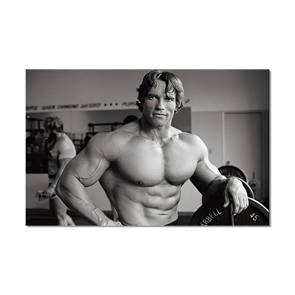 black and white motivational canvas of arnold schwarzenegger
