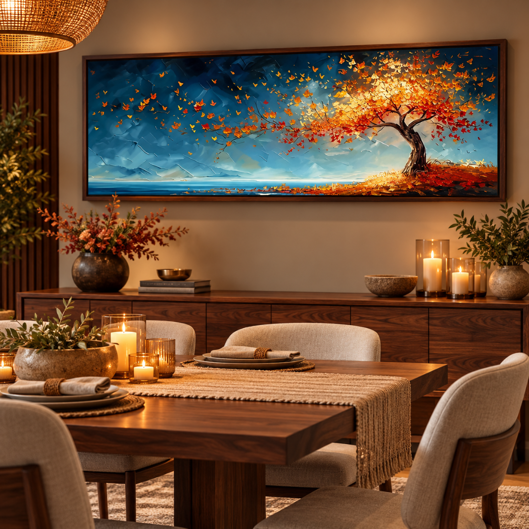Autumn Drift Tree Panoramic Canvas Print