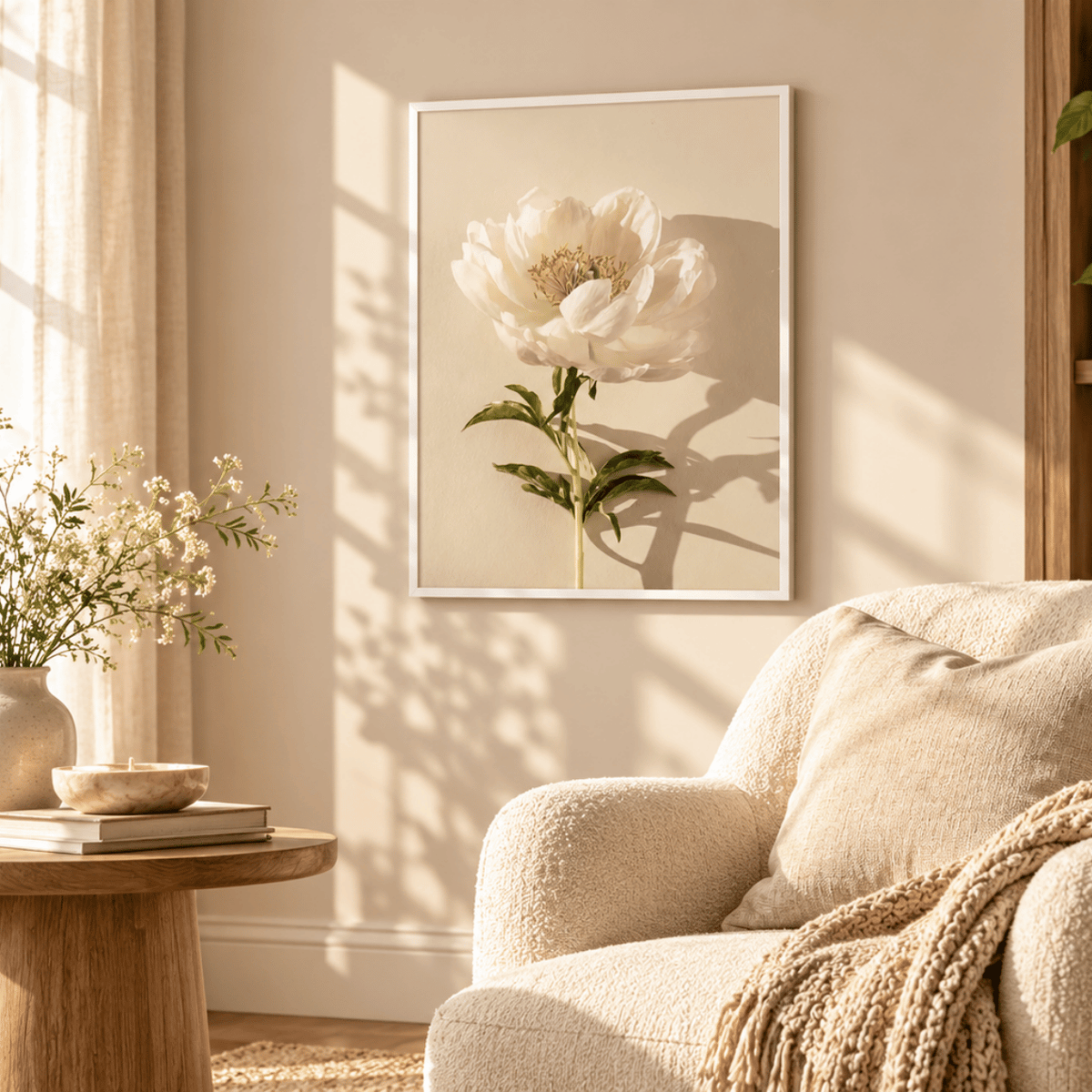 Sunlit Peony Study Canvas Print