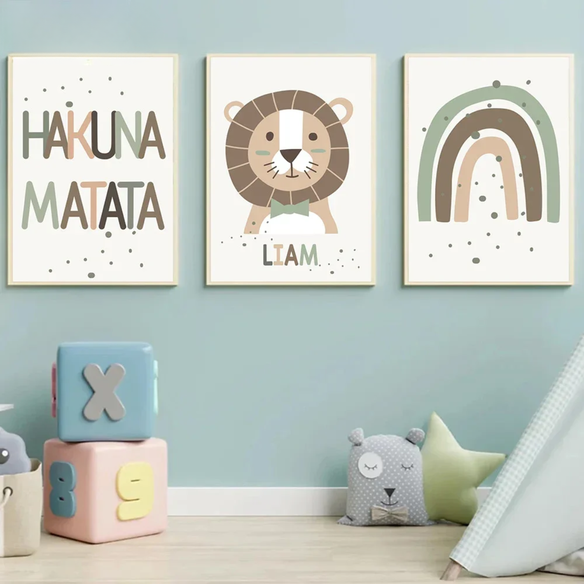 Lion Custom Name “Hakuna Matata” Nursery Canvas Print