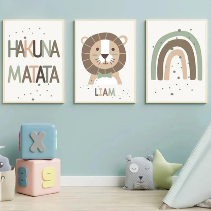 Lion Custom Name “Hakuna Matata” Nursery Canvas Print