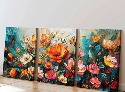 Abstract Flower Canvas - Set Of 3