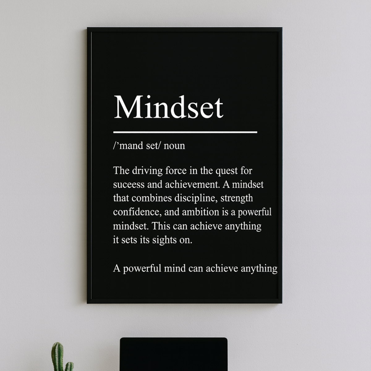 Black Minimalist Inspirational ''Success" Quote Print