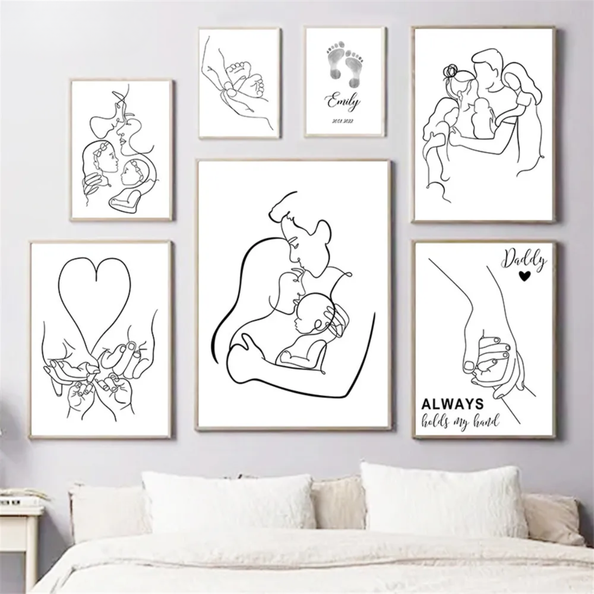 Family Hands & Feet Line Art Canvas Print