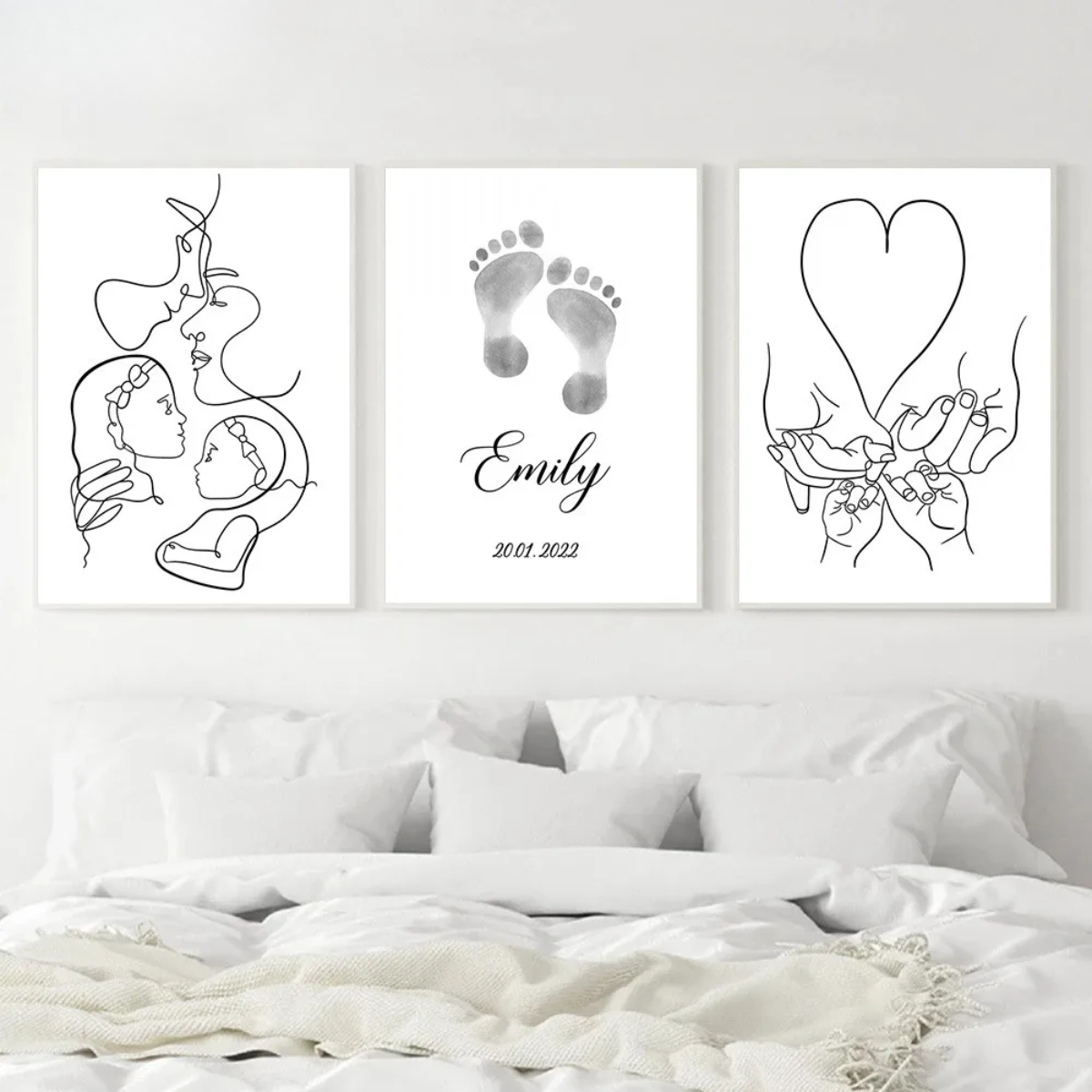 Family Hands & Feet Line Art Canvas Print