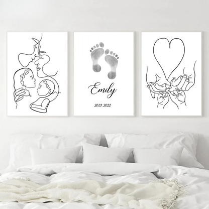 Family Hands & Feet Line Art Canvas Print