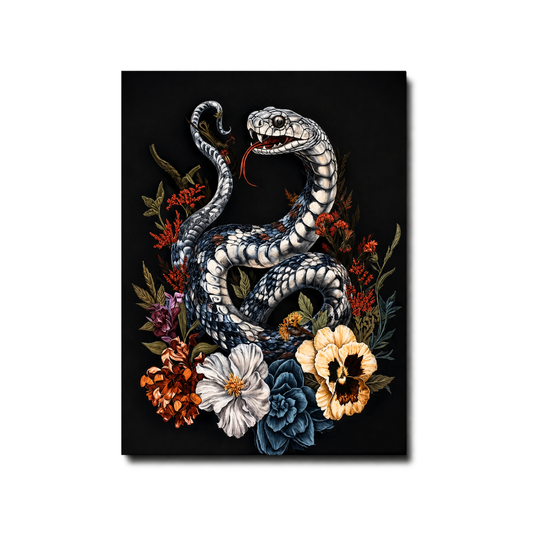 Gothic Snake Floral Canvas Print