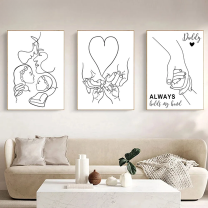 Family Hands & Feet Line Art Canvas Print