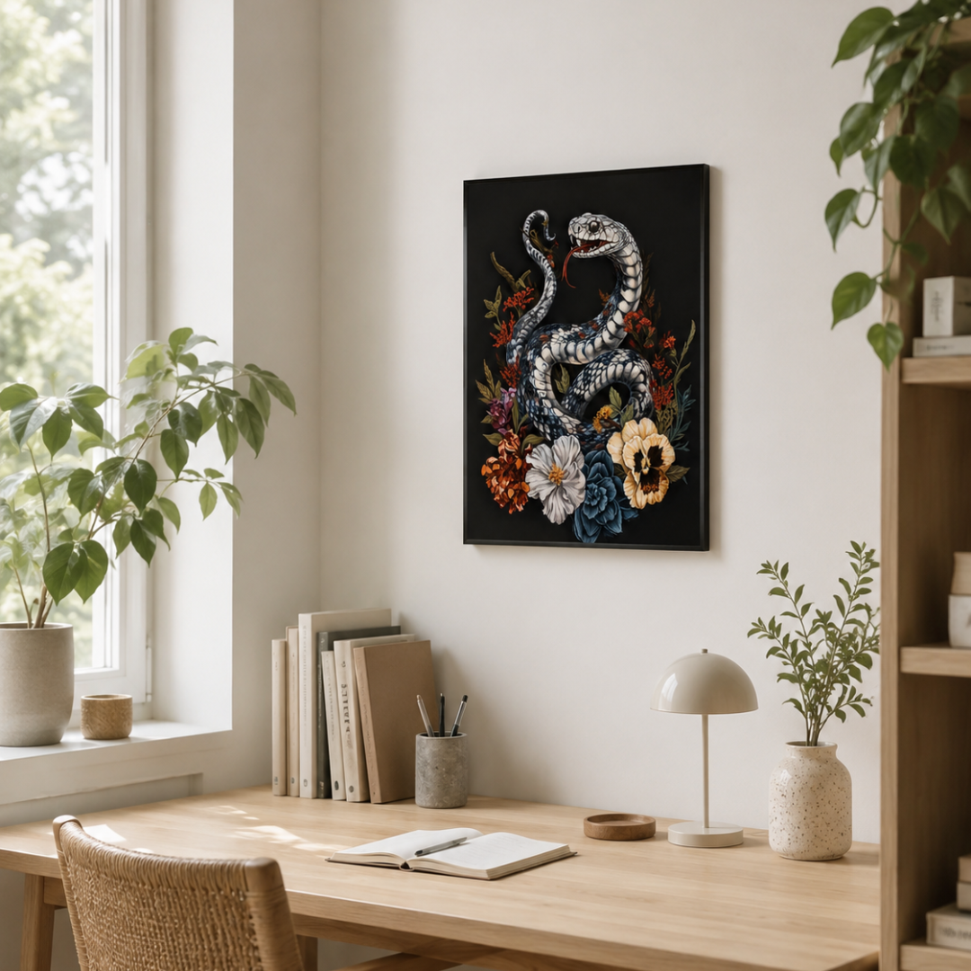 Gothic Snake Floral Canvas Print
