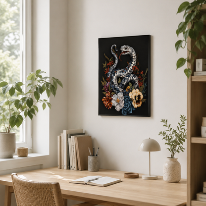Gothic Snake Floral Canvas Print
