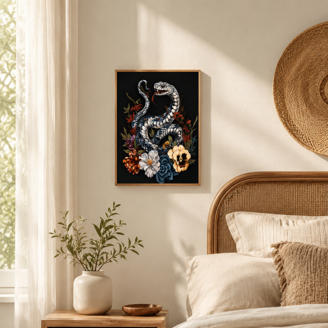 Gothic Snake Floral Canvas Print