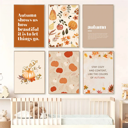 Hello Fall Pumpkin & Leaves Autumn Canvas Print