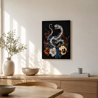 Gothic Snake Floral Canvas Print