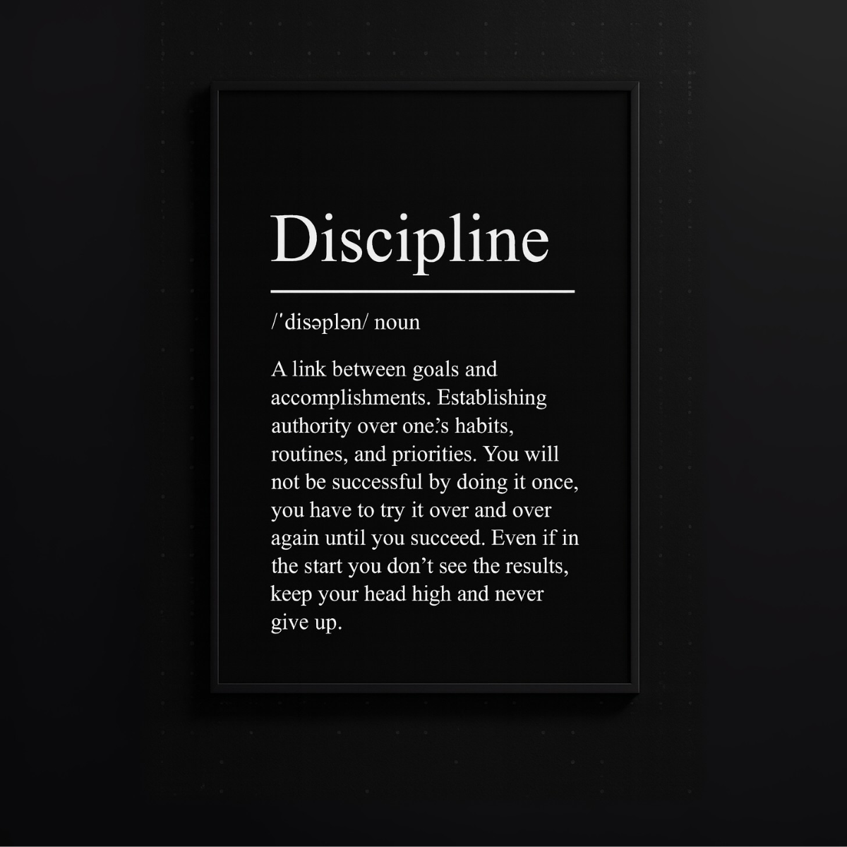 Black Minimalist Inspirational ''Success" Quote Print