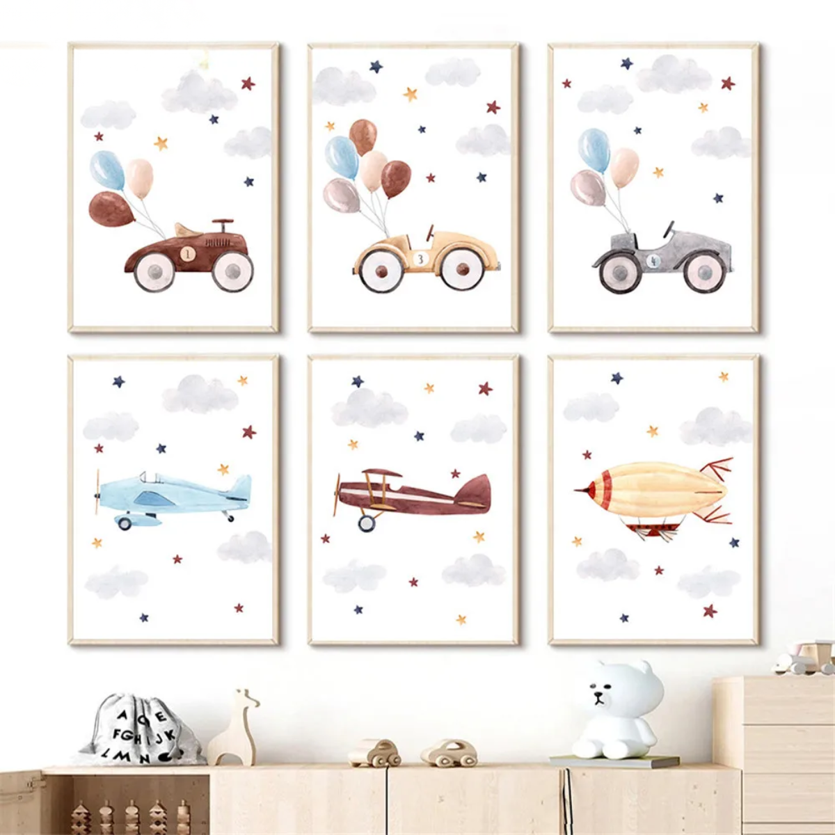 Kids Cartoon Vehicles Canvas