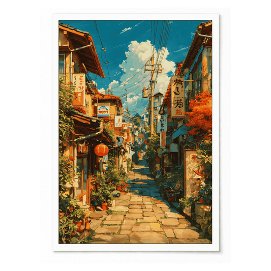 Japan Sunlit Kyoto Alleyway Street Canvas Print