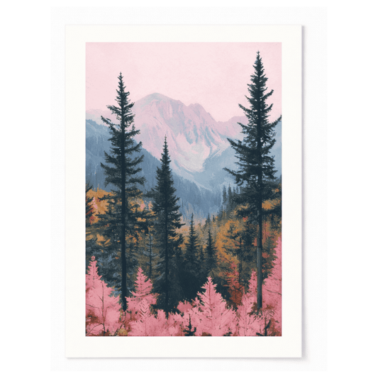 Pink Alpine Forest Mountain Canvas Print