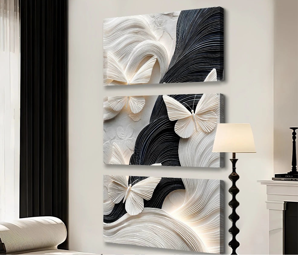 Abstract Butterfly Canvas - Set Of 3