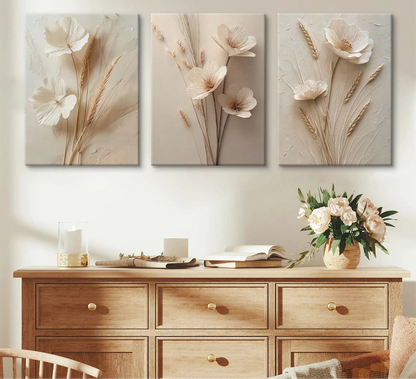 Scandinavian Beige Botanical Canvas