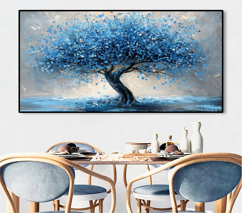 Blue abstract Tree of Life Scandinavian canvas wall art