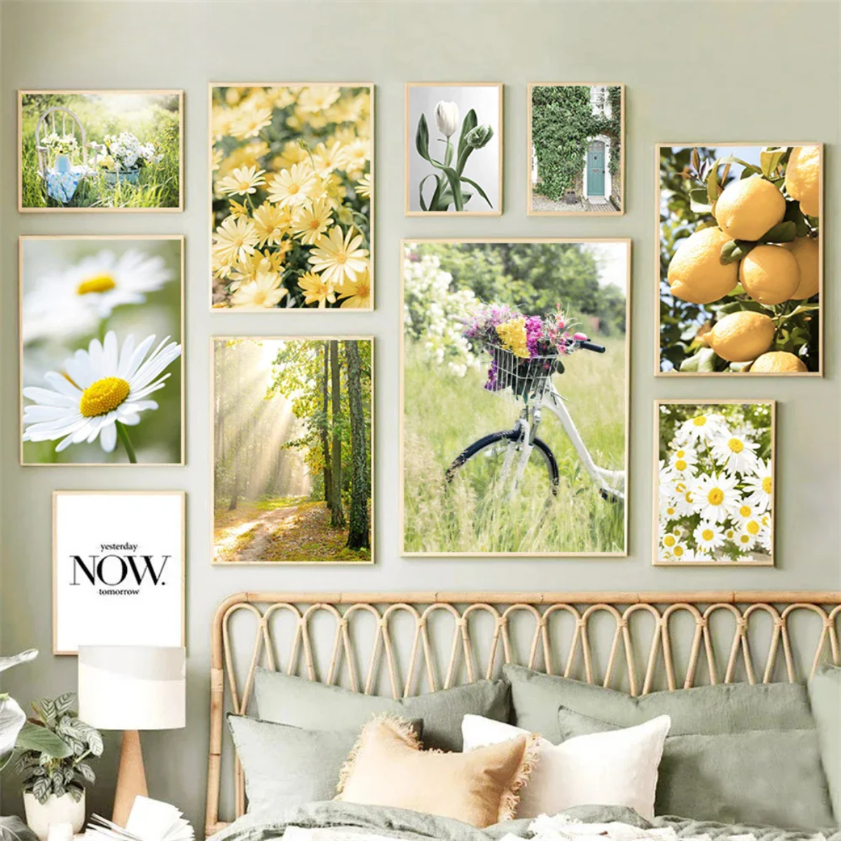 Spring Daisy & Lemon Landscape Canvas Print