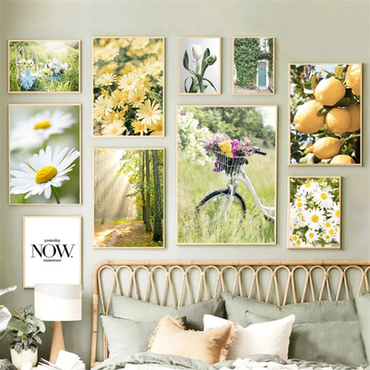 Spring Daisy & Lemon Landscape Canvas Print