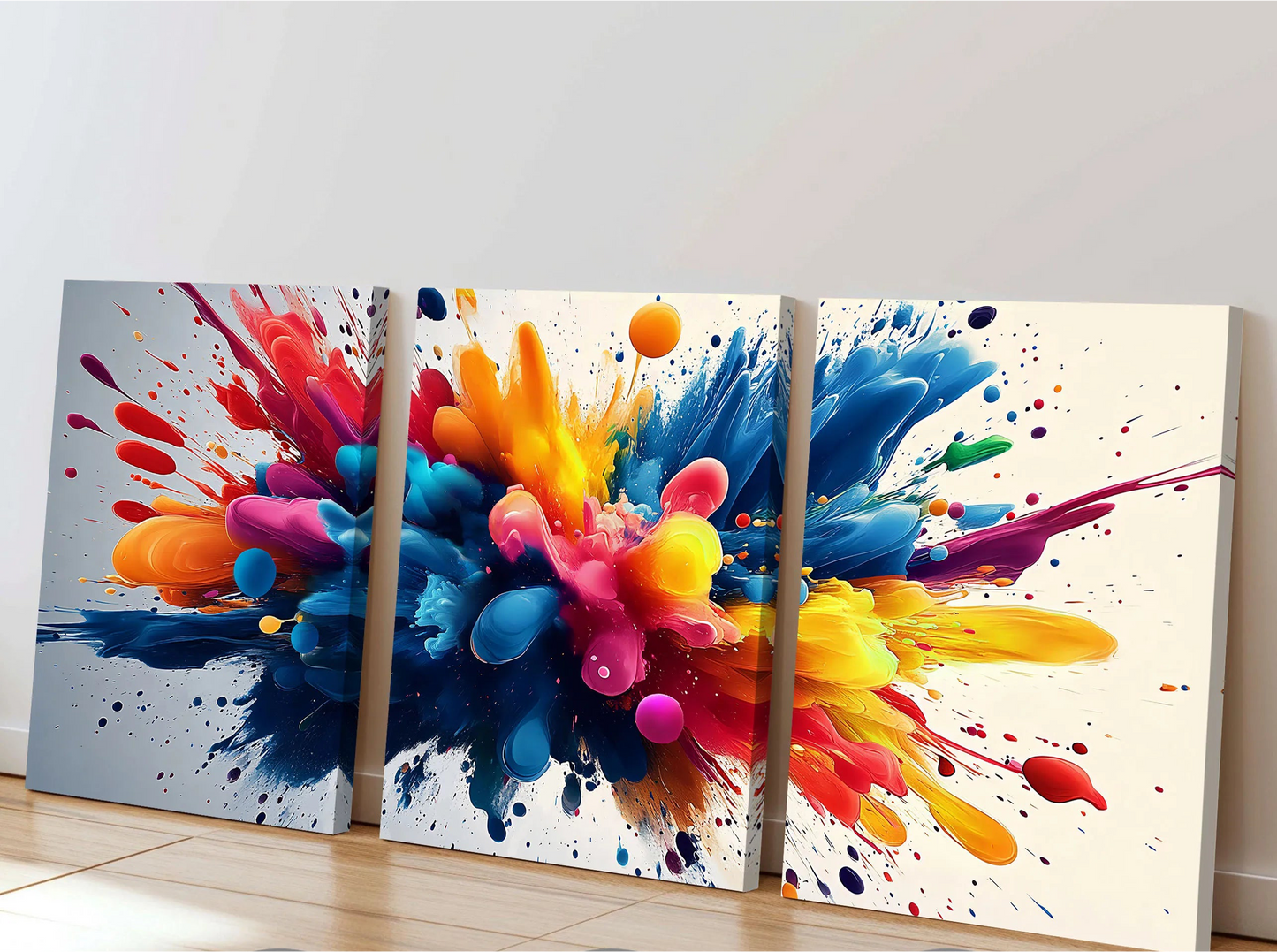 Colourful Smoke Abstract Canvas - Set Of 3