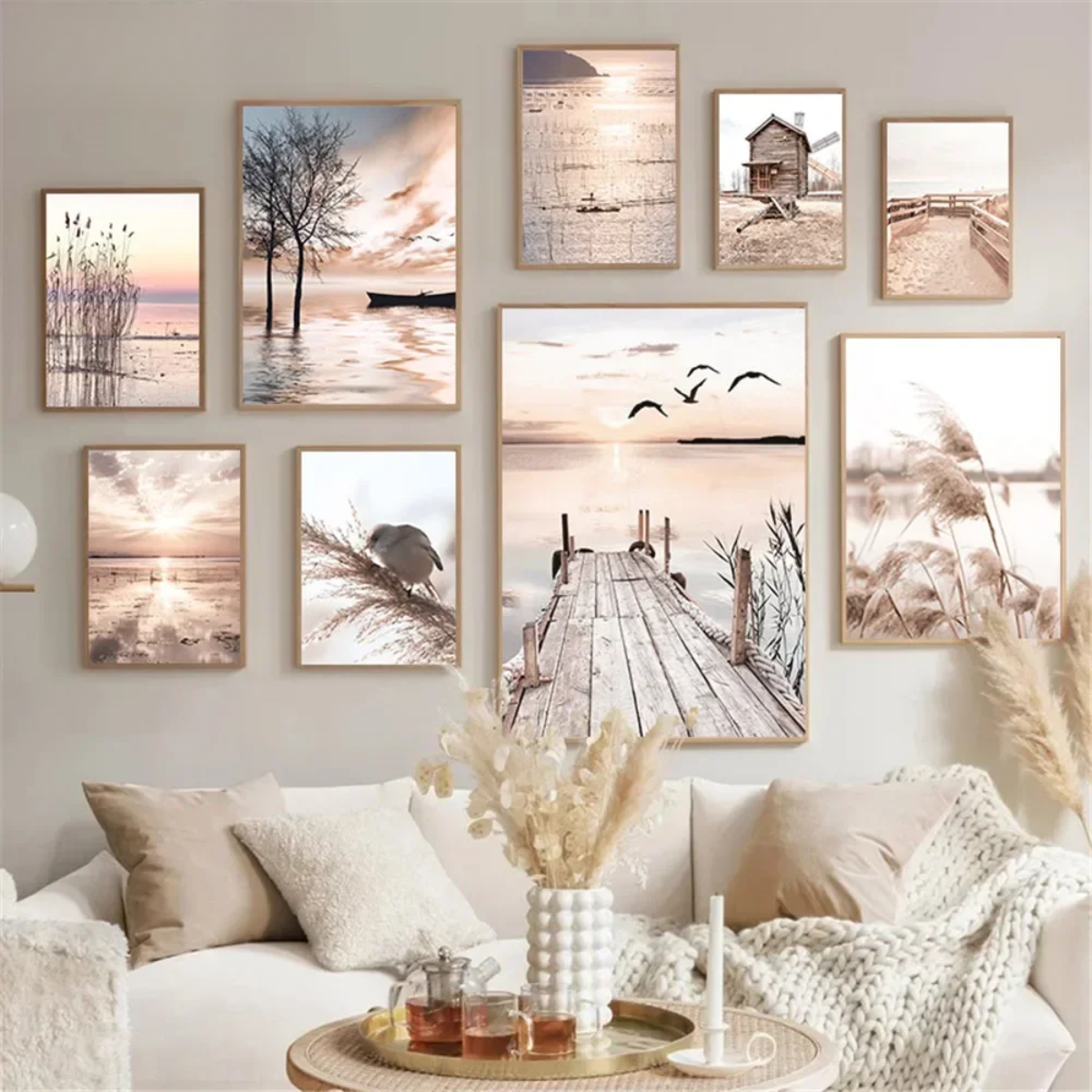 Sunset Lake Hut & Bridge Canoe Canvas Print