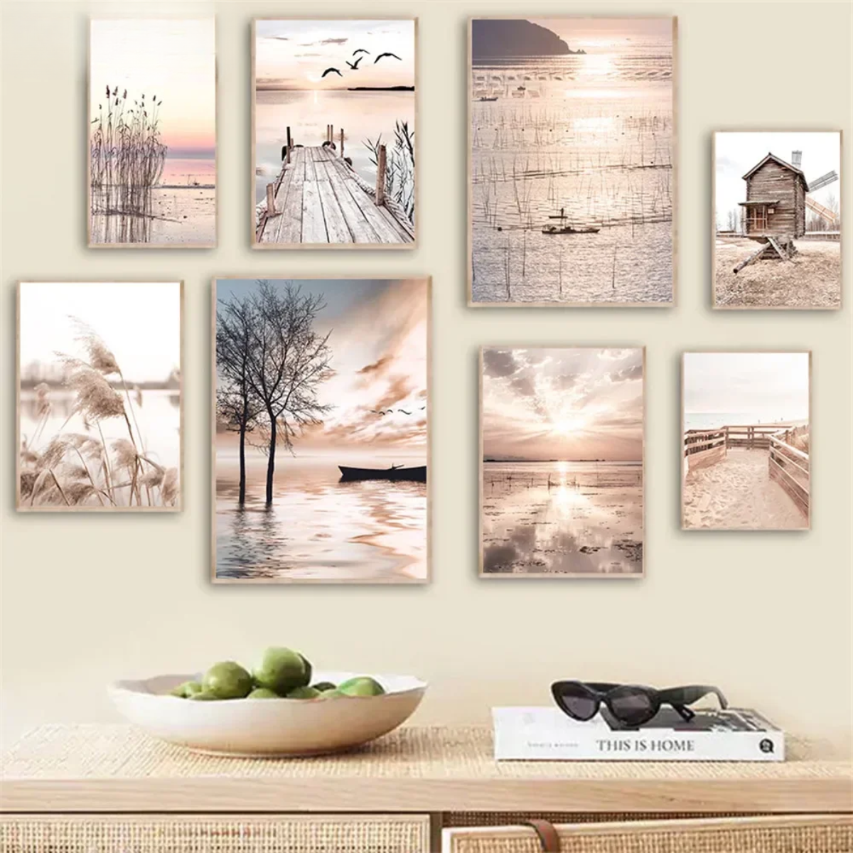 Sunset Lake Hut & Bridge Canoe Canvas Print