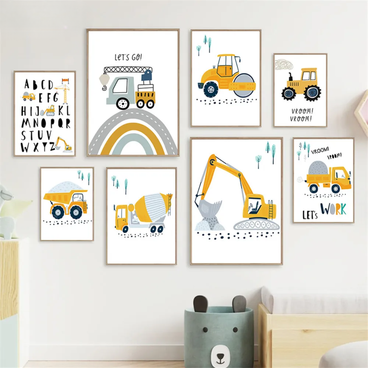 Kids Construction Vehicles Canvas