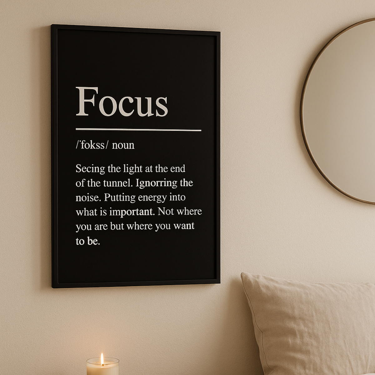 Black Minimalist Inspirational ''Success" Quote Print