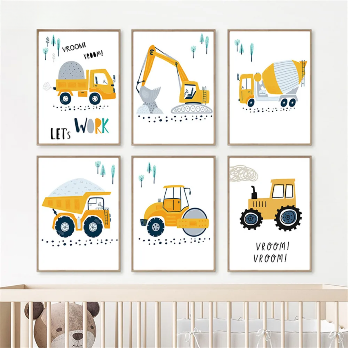 Kids Construction Vehicles Canvas
