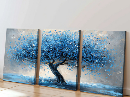 Blue abstract Tree of Life Scandinavian canvas wall art